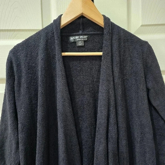 BAREFOOT DREAMS Bamboo Chic Lite Calypso Wrap Cardigan Sweater 436 Black S/M - Picture 3 of 8
